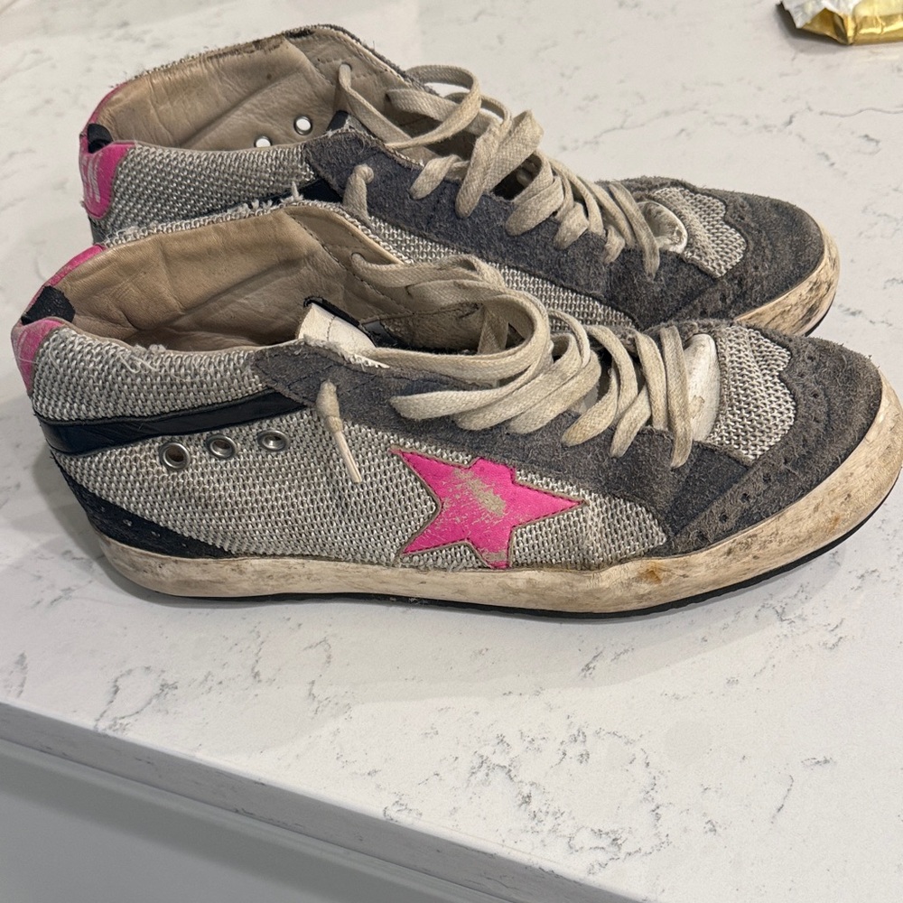 Golden Goose Mid Star Women's Sneakers in Gray and Pink - Picture 2 of 7